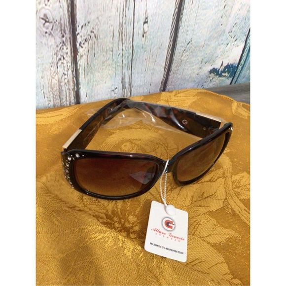 NWT Allure Genesis Sunglasses 100% Protection Tortoiseshell Gold ☀️🌞 - Picture 7 of 9